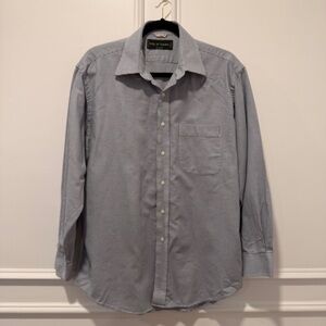City of London Men's Size 16 32/33 Gray Gingham Dress Shirt‎ Long Sleeve